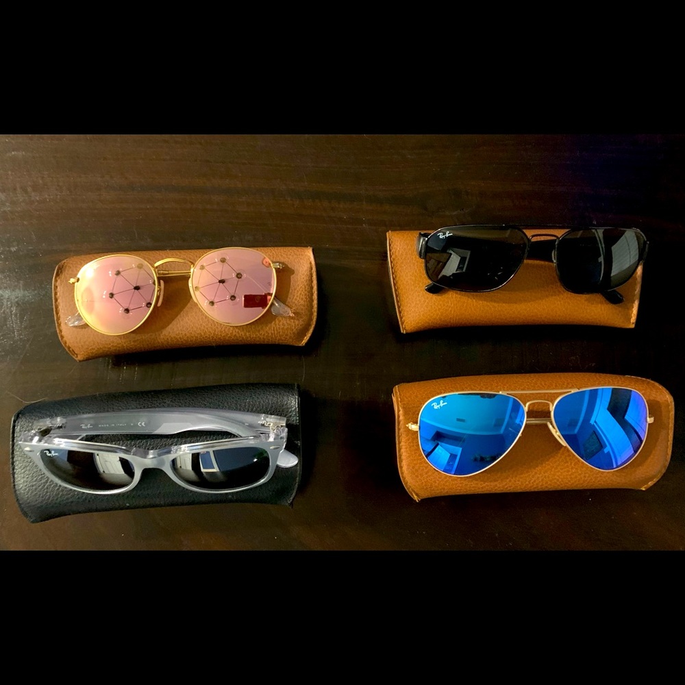 4 pairs of Authentic Ray-Ban Sunglasses.